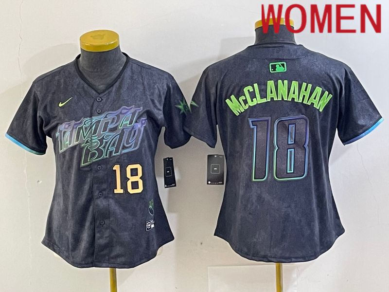 Women Tampa Bay Rays #18 Mcclanahan Nike MLB Limited City Connect Black 2024 Jersey style 2